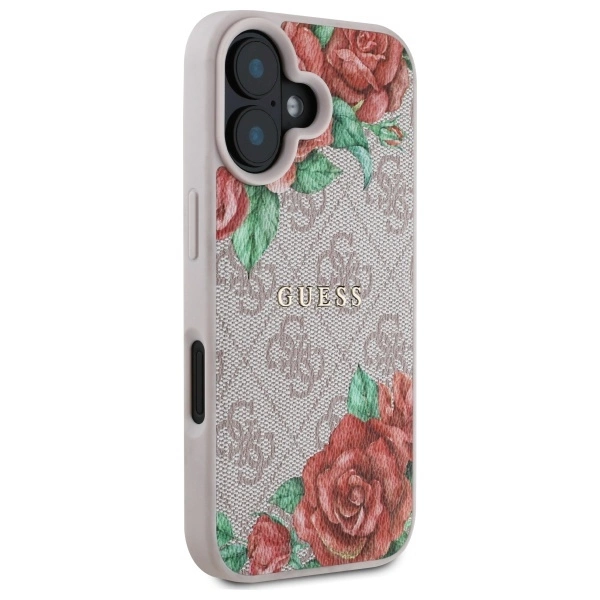Guess GUHMP16SP4ROPEMCP iPhone 16 6.1" pink/pink hardcase 4G Flowers Print MagSafeeng