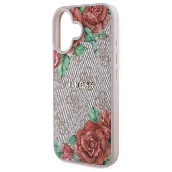 Guess GUHMP16SP4ROPEMCP iPhone 16 6.1" pink/pink hardcase 4G Flowers Print MagSafeeng