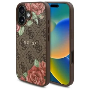 Guess GUHMP16SP4ROPEMCW iPhone 16 6.1" brown/brown hardcase 4G Flowers Print MagSafeeng