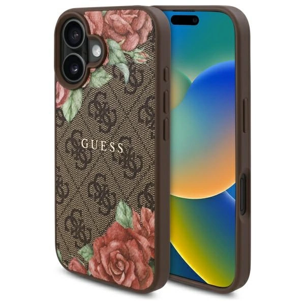 Guess GUHMP16SP4ROPEMCW iPhone 16 6.1" brown/brown hardcase 4G Flowers Print MagSafeeng