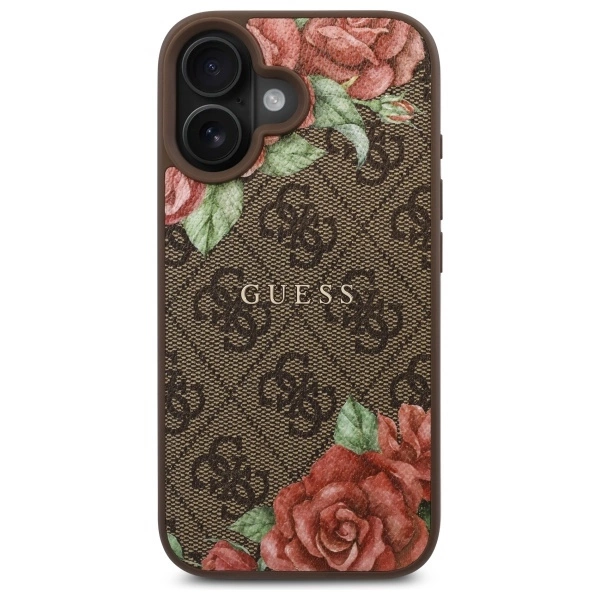 Guess GUHMP16SP4ROPEMCW iPhone 16 6.1" brown/brown hardcase 4G Flowers Print MagSafeeng