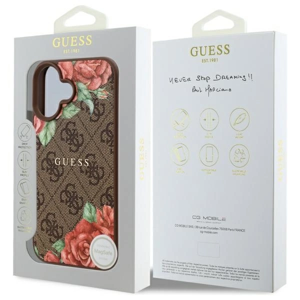 Guess GUHMP16SP4ROPEMCW iPhone 16 6.1" brown/brown hardcase 4G Flowers Print MagSafeeng
