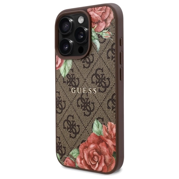 Guess GUHMP16XP4ROPEMCW iPhone 16 Pro Max 6.9" brown/brown hardcase 4G Flowers Print MagSafeeng