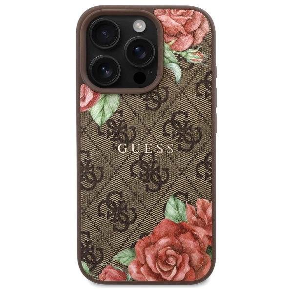 Guess GUHMP16XP4ROPEMCW iPhone 16 Pro Max 6.9" brown/brown hardcase 4G Flowers Print MagSafeeng