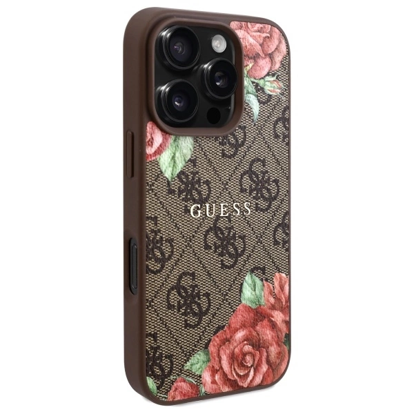 Guess GUHMP16XP4ROPEMCW iPhone 16 Pro Max 6.9" brown/brown hardcase 4G Flowers Print MagSafeeng