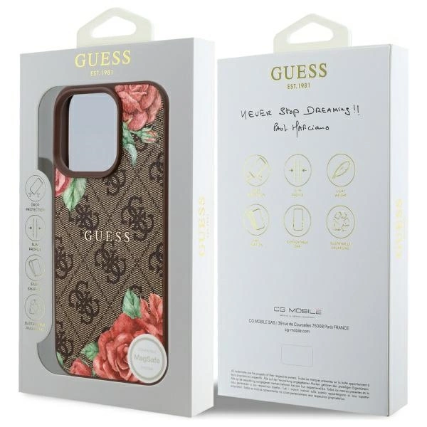Guess GUHMP16XP4ROPEMCW iPhone 16 Pro Max 6.9" brown/brown hardcase 4G Flowers Print MagSafeeng