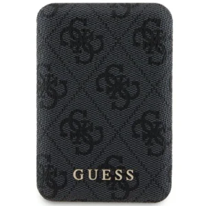 Guess Powerbank inductive 15W GUPB5FP4EMGK 5000mAh black/black 4G Leather Metal Logo MagSafeeng
