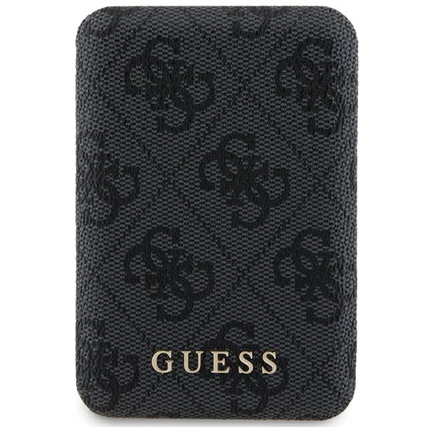 Guess Powerbank inductive 15W GUPB5FP4EMGK 5000mAh black/black 4G Leather Metal Logo MagSafeeng