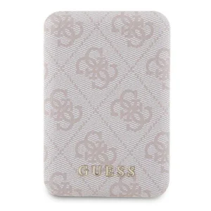 Guess Powerbank inductive 15W GUPB5FP4EMGP 5000mAh pink/pink 4G Leather Metal Logo MagSafeeng