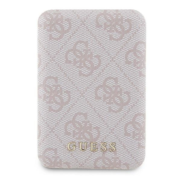Guess Powerbank inductive 15W GUPB5FP4EMGP 5000mAh pink/pink 4G Leather Metal Logo MagSafeeng