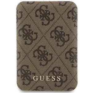 Guess Powerbank inductive 15W GUPB5FP4EMGW 5000mAh brown/brown 4G Leather Metal Logo MagSafeeng