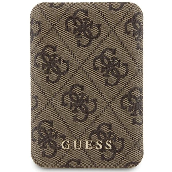 Guess Powerbank inductive 15W GUPB5FP4EMGW 5000mAh brown/brown 4G Leather Metal Logo MagSafeeng