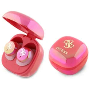 Guess Bluetooth headphones GUTWSJ144ESF TWS + docking station fuchsia/fuschia Iridescent 4G Printed Logoeng