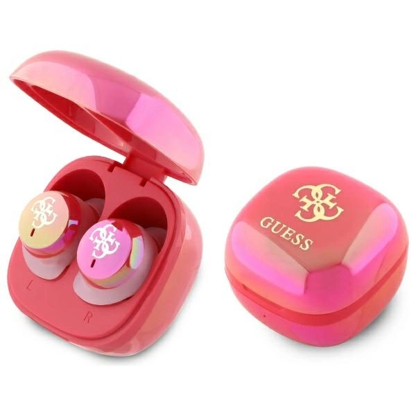 Guess Bluetooth headphones GUTWSJ144ESF TWS + docking station fuchsia/fuschia Iridescent 4G Printed Logoeng