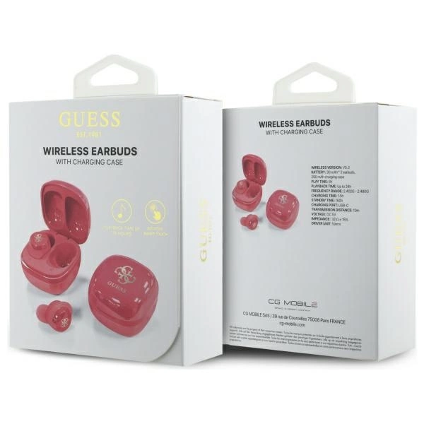 Guess Bluetooth headphones GUTWSJ144ESF TWS + docking station fuchsia/fuschia Iridescent 4G Printed Logoeng