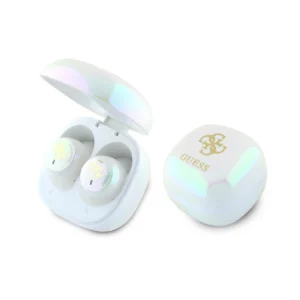 Guess Bluetooth headphones GUTWSJ144ESH TWS + docking station white/white Iridescent 4G Printed Logoeng