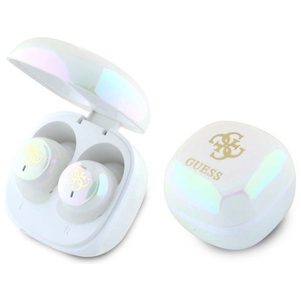 Guess Bluetooth headphones GUTWSJ144ESH TWS + docking station white/white Iridescent 4G Printed Logoeng