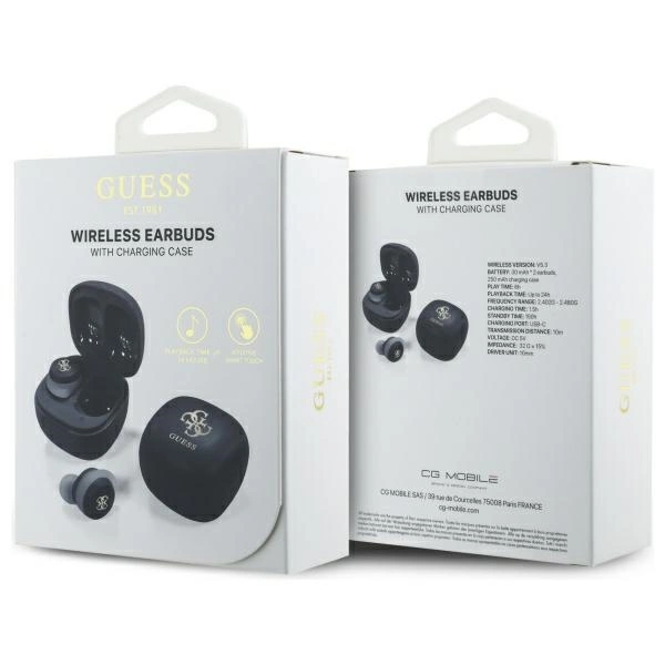 Guess Bluetooth headphones GUTWSJ144ESK TWS + docking station black/black Iridescent 4G Printed Logoeng