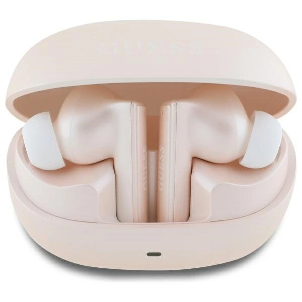 Guess Bluetooth Headphones GUTWST88MCTGP TWS + Docking Station Pink Capsule Printed Logoeng