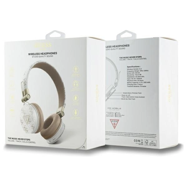 Guess Bluetooth ENC GUBH70E4PTMH on-ear headphones white 4G Triangle Round Shapeeng