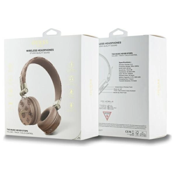 Guess Bluetooth ENC GUBH70EPOSMW Brown/Brown Peony Script Round Shape Headphoneseng