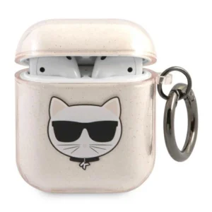 Karl Lagerfeld Glitter Choupette Case for AirPods 1 / 2 - Goldeng