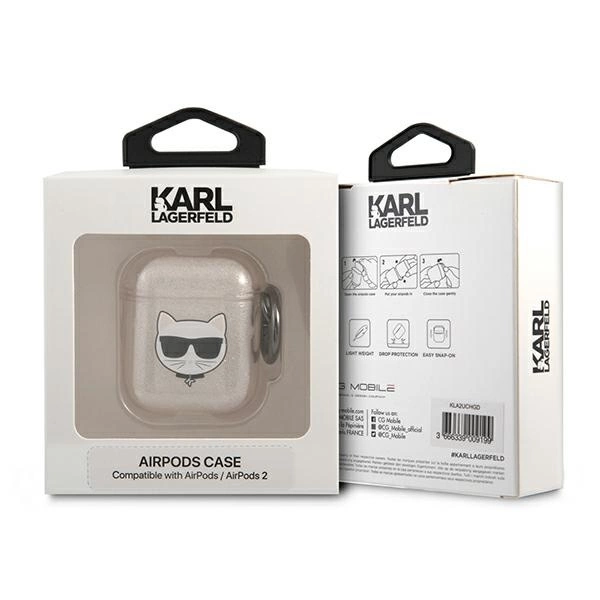 Karl Lagerfeld Glitter Choupette Case for AirPods 1 / 2 - Goldeng