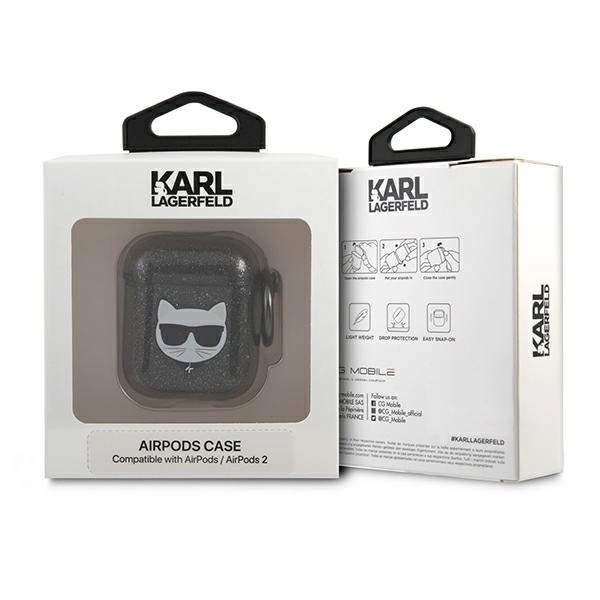 Karl Lagerfeld KLA2UCHGK AirPods 1/2 cover black/black Glitter Choupetteeng