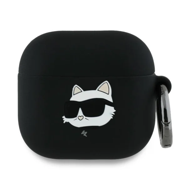Karl Lagerfeld KLA4RUNCHK AirPods 4 cover black/black Silicone Choupette Head 3Deng