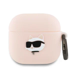 Karl Lagerfeld KLA4RUNCHP AirPods 4 cover pink Silicone Choupette Head 3Deng