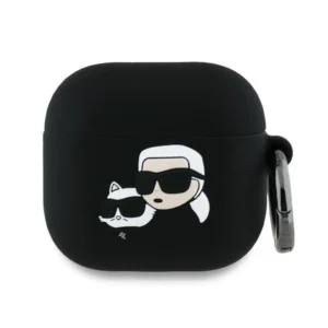 Karl Lagerfeld KLA4RUNKCHK AirPods 4 cover black/black Silicone Karl&Chaupette Head 3Deng