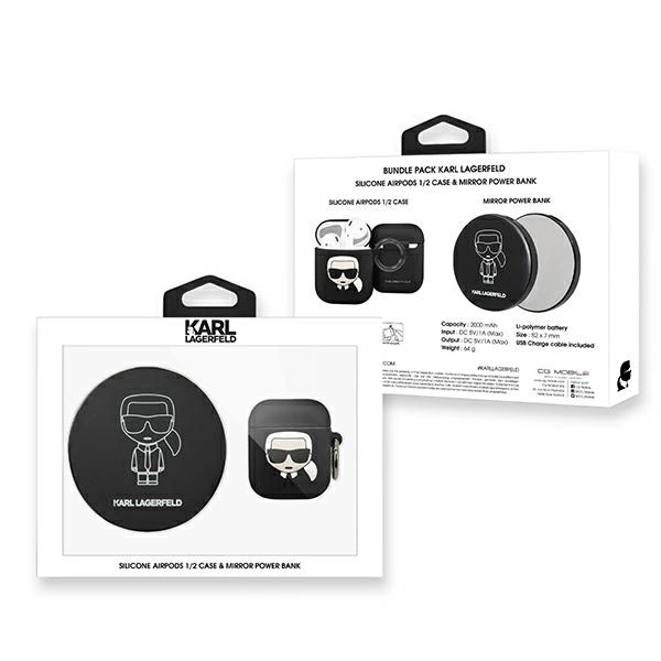 Karl Lagerfeld Ikonik Case for AirPods + Powerbank - Blackeng