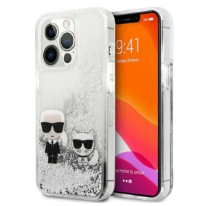 Karl Lagerfeld Liquid Glitter Karl&Choupette case for iPhone 13 Pro / 13 6.1" - silvereng