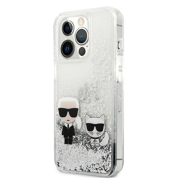 Karl Lagerfeld Liquid Glitter Karl&Choupette case for iPhone 13 Pro / 13 6.1" - silvereng