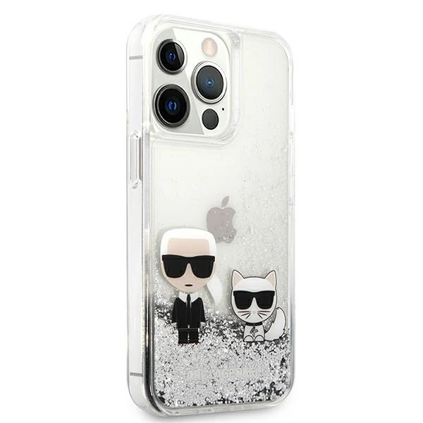 Karl Lagerfeld Liquid Glitter Karl&Choupette case for iPhone 13 Pro / 13 6.1" - silvereng