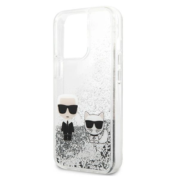 Karl Lagerfeld Liquid Glitter Karl&Choupette case for iPhone 13 Pro / 13 6.1" - silvereng