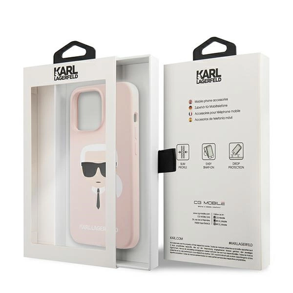Karl Lagerfeld Silicone Karl`s Head Case for iPhone 13 Pro / 13 6.1" - Light Pinkeng