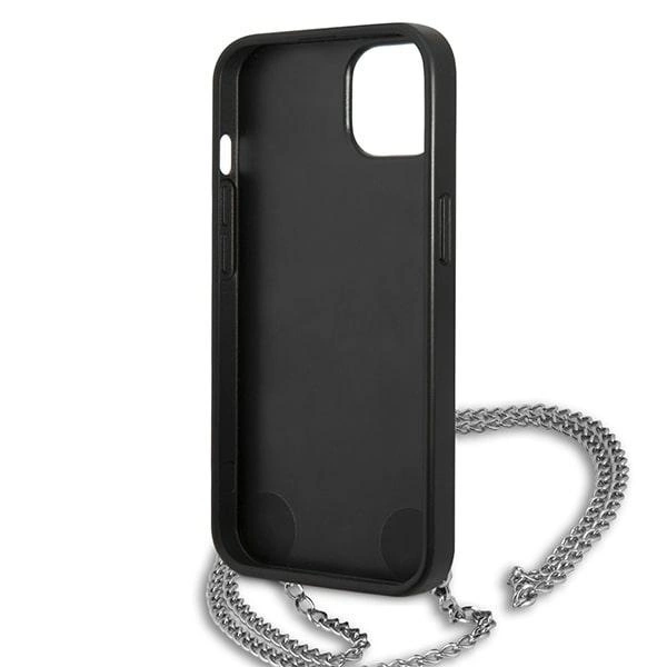Karl Lagerfeld Leather Textured and Chain Case for iPhone 13 / 14 / 15 6.1" - Blackeng