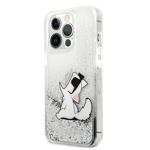 Karl Lagerfeld Liquid Glitter Choupette Fun case for iPhone 13 Pro Max 6.7" - silvereng