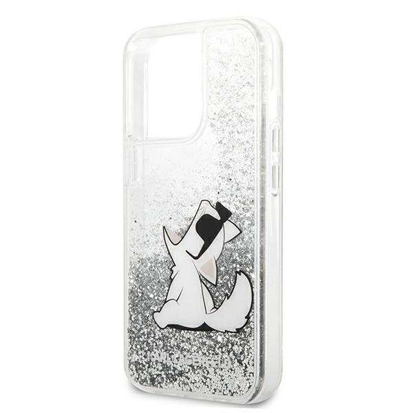 Karl Lagerfeld Liquid Glitter Choupette Fun case for iPhone 13 Pro Max 6.7" - silvereng