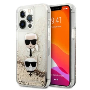 Karl Lagerfeld Liquid Glitter Karl&Choupette Head Case for iPhone 13 Pro Max 6.7" - Goldeng