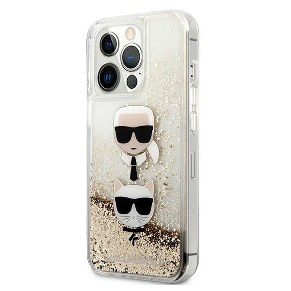 Karl Lagerfeld Liquid Glitter Karl&Choupette Head Case for iPhone 13 Pro Max 6.7" - Goldeng