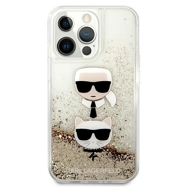 Karl Lagerfeld Liquid Glitter Karl&Choupette Head Case for iPhone 13 Pro Max 6.7" - Goldeng