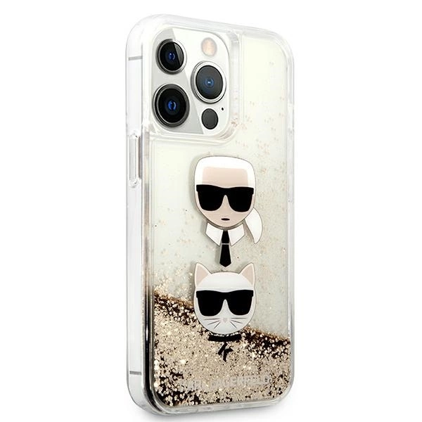 Karl Lagerfeld Liquid Glitter Karl&Choupette Head Case for iPhone 13 Pro Max 6.7" - Goldeng