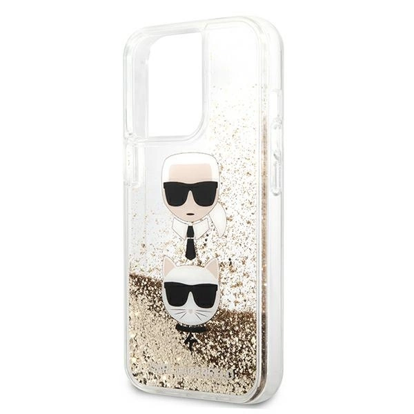 Karl Lagerfeld Liquid Glitter Karl&Choupette Head Case for iPhone 13 Pro Max 6.7" - Goldeng