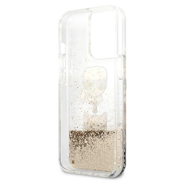 Karl Lagerfeld Liquid Glitter Karl&Choupette Head Case for iPhone 13 Pro Max 6.7" - Goldeng