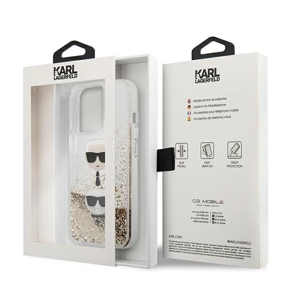 Karl Lagerfeld Liquid Glitter Karl&Choupette Head Case for iPhone 13 Pro Max 6.7" - Goldeng