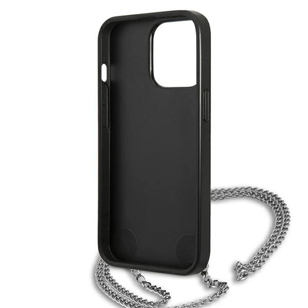 Karl Lagerfeld Leather Textured and Chain Case for iPhone 13 Pro Max 6.7" - Blackeng