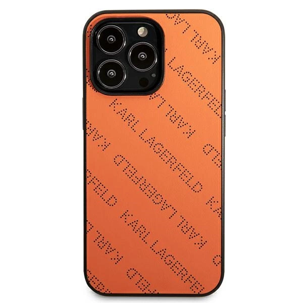 Karl Lagerfeld Perforated Allover iPhone 13 Pro Max 6.7" Case - Orangeeng