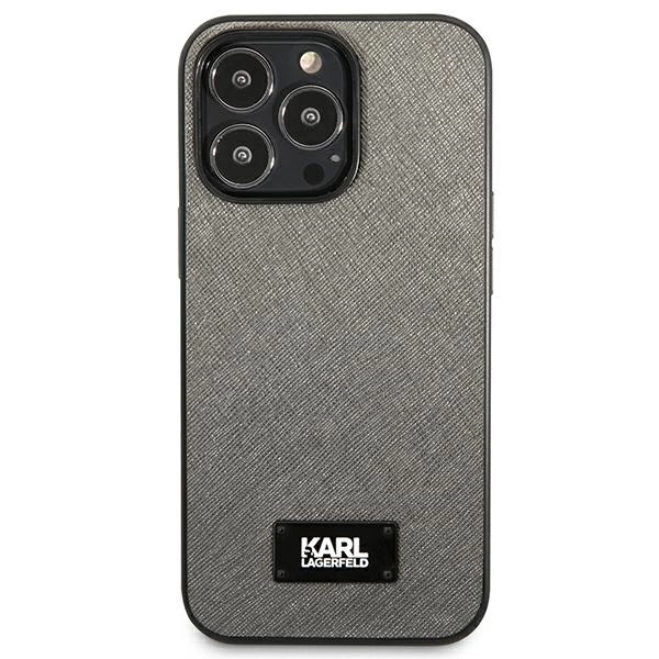 Karl Lagerfeld Saffiano Plaque Case for iPhone 13 Pro Max 6.7" - Silvereng
